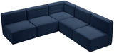 Meridian Furniture - Quincy 94" Navy Velvet Upholstered Comfort 5pc. Sectional - 677Navy-Sec5B - GreatFurnitureDeal
