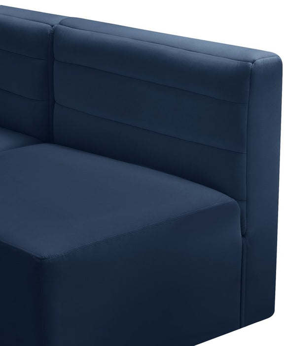Meridian Furniture - Quincy 94" Navy Velvet Upholstered Comfort 5pc. Sectional - 677Navy-Sec5B - GreatFurnitureDeal
