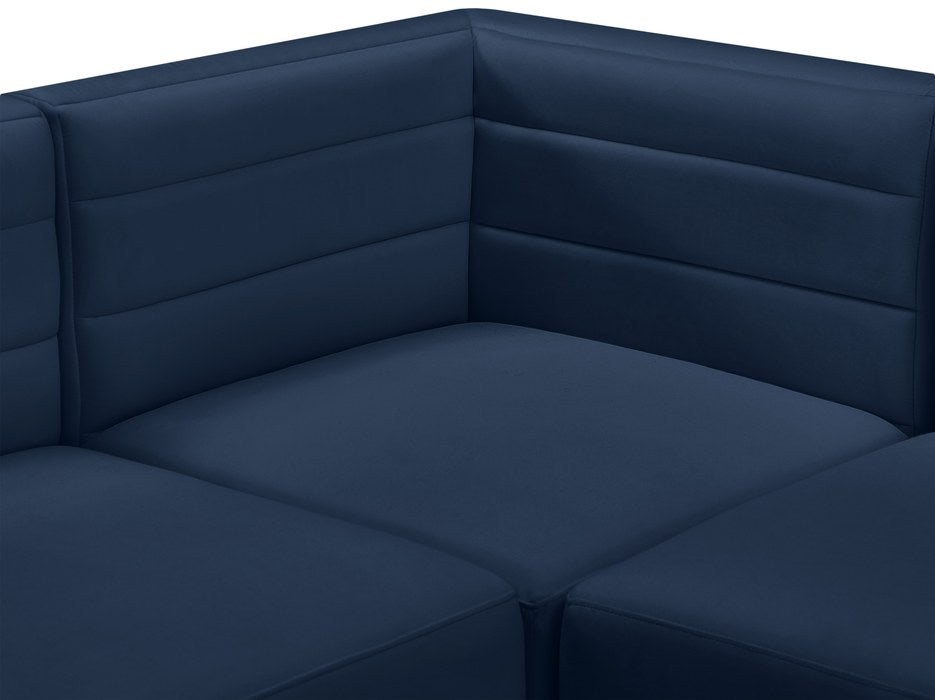 Meridian Furniture - Quincy 94" Navy Velvet Upholstered Comfort 5pc. Sectional - 677Navy-Sec5B - GreatFurnitureDeal