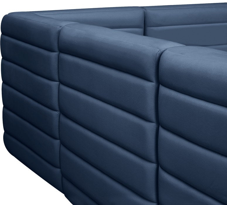 Meridian Furniture - Quincy 126" Navy Velvet Upholstered Comfort 6pc. Sectional - 677Navy-Sec6A - GreatFurnitureDeal