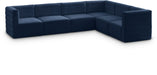 Meridian Furniture - Quincy 126" Navy Velvet Upholstered Comfort 6pc. Sectional - 677Navy-Sec6A - GreatFurnitureDeal