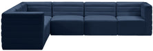 Meridian Furniture - Quincy 126" Navy Velvet Upholstered Comfort 6pc. Sectional - 677Navy-Sec6A - GreatFurnitureDeal