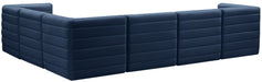 Meridian Furniture - Quincy 126" Navy Velvet Upholstered Comfort 6pc. Sectional - 677Navy-Sec6A - GreatFurnitureDeal