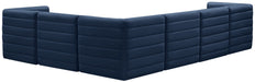 Meridian Furniture - Quincy 126" Navy Velvet Upholstered Comfort 6pc. Sectional - 677Navy-Sec6A - GreatFurnitureDeal