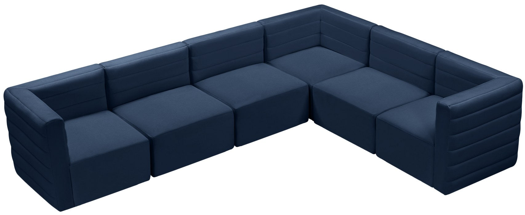 Meridian Furniture - Quincy 126" Navy Velvet Upholstered Comfort 6pc. Sectional - 677Navy-Sec6A - GreatFurnitureDeal