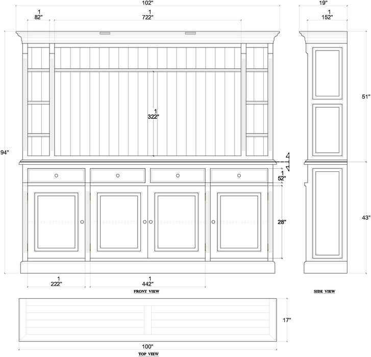 Bramble - Hudson Media Cabinet w/ Drawers w/ 2 LED - BR-67876