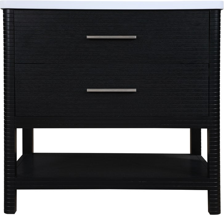 Meridian Furniture - Oakwell 36" Black Engineered Stone And Solid Wood Bathroom Vanity - 679Black-36 - GreatFurnitureDeal