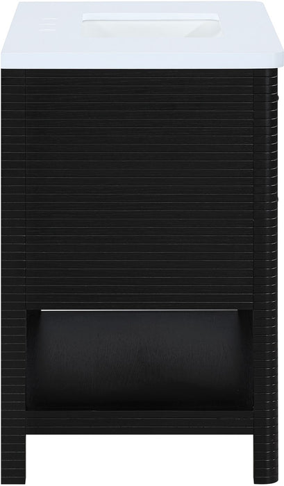 Meridian Furniture - Oakwell 36" Black Engineered Stone And Solid Wood Bathroom Vanity - 679Black-36 - GreatFurnitureDeal