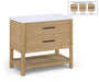 Meridian Furniture - Oakwell 36" Natural Engineered Stone And Solid Wood Bathroom Vanity - 679Natural-36 - GreatFurnitureDeal