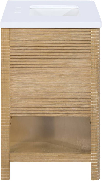 Meridian Furniture - Oakwell 36" Natural Engineered Stone And Solid Wood Bathroom Vanity - 679Natural-36 - GreatFurnitureDeal