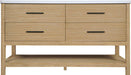 Meridian Furniture - Oakwell 60" Natural Engineered Stone And Solid Wood Bathroom Vanity - 679Natural-60 - GreatFurnitureDeal