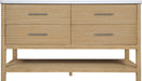 Meridian Furniture - Oakwell 60" Natural Engineered Stone And Solid Wood Bathroom Vanity - 679Natural-60 - GreatFurnitureDeal
