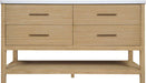 Meridian Furniture - Oakwell 60" Natural Engineered Stone And Solid Wood Bathroom Vanity - 679Natural-60 - GreatFurnitureDeal