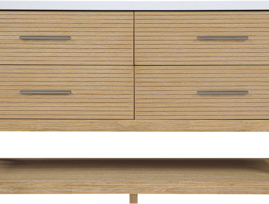 Meridian Furniture - Oakwell 60" Natural Engineered Stone And Solid Wood Bathroom Vanity - 679Natural-60 - GreatFurnitureDeal