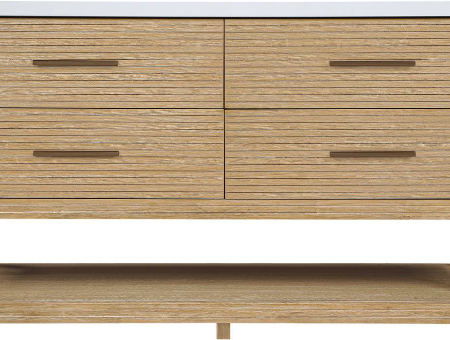 Meridian Furniture - Oakwell 60" Natural Engineered Stone And Solid Wood Bathroom Vanity - 679Natural-60 - GreatFurnitureDeal