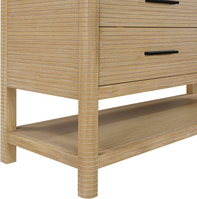 Meridian Furniture - Oakwell 60" Natural Engineered Stone And Solid Wood Bathroom Vanity - 679Natural-60 - GreatFurnitureDeal