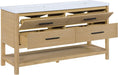 Meridian Furniture - Oakwell 60" Natural Engineered Stone And Solid Wood Bathroom Vanity - 679Natural-60 - GreatFurnitureDeal