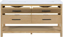 Meridian Furniture - Oakwell 60" Natural Engineered Stone And Solid Wood Bathroom Vanity - 679Natural-60 - GreatFurnitureDeal