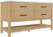 Meridian Furniture - Oakwell 60" Natural Engineered Stone And Solid Wood Bathroom Vanity - 679Natural-60 - GreatFurnitureDeal