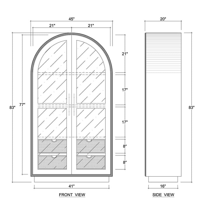 Bramble - Vannes Display Cabinet w/ 3 LED in Green Smoke - US-WS-68055GRS-DRW---