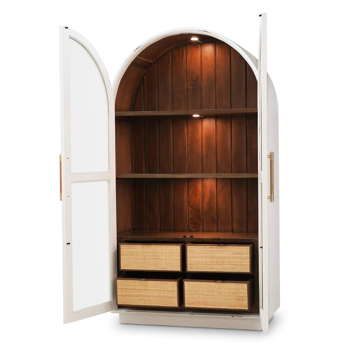 Bramble - Vannes Display Cabinet in White Harvest w/ Straw Wash Interior & 3 LED - 68055WHD-STWRWWS-- - GreatFurnitureDeal