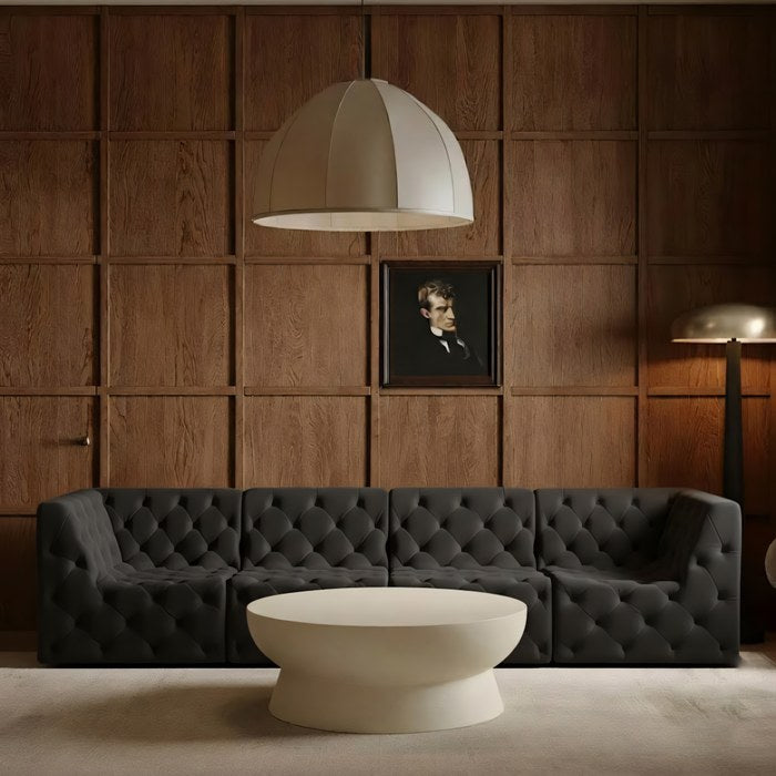Meridian Furniture - Tuft 128" Black Velvet Upholstered 4pc. Sofa - 680Black-S128 - GreatFurnitureDeal
