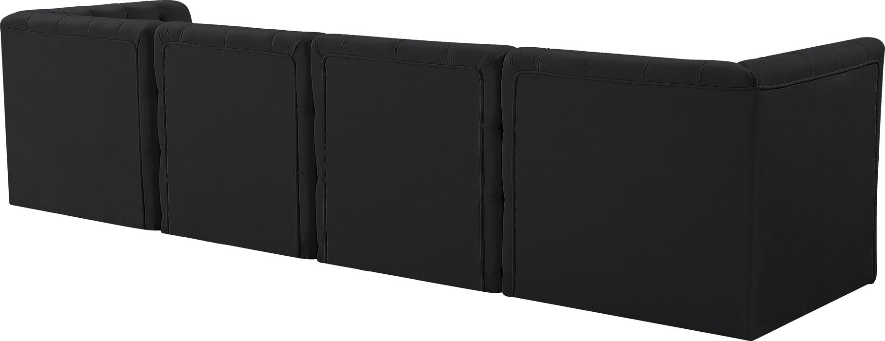 Meridian Furniture - Tuft 128" Black Velvet Upholstered 4pc. Sofa - 680Black-S128 - GreatFurnitureDeal