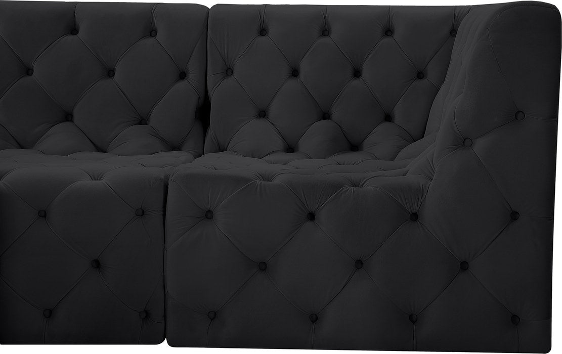 Meridian Furniture - Tuft 128" Black Velvet Upholstered 4pc. Sofa - 680Black-S128 - GreatFurnitureDeal