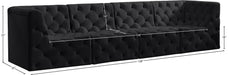Meridian Furniture - Tuft 128" Black Velvet Upholstered 4pc. Sofa - 680Black-S128 - GreatFurnitureDeal