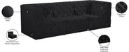 Meridian Furniture - Tuft 99" Black Velvet Upholstered 3pc. Sofa - 680Black-S99 - GreatFurnitureDeal