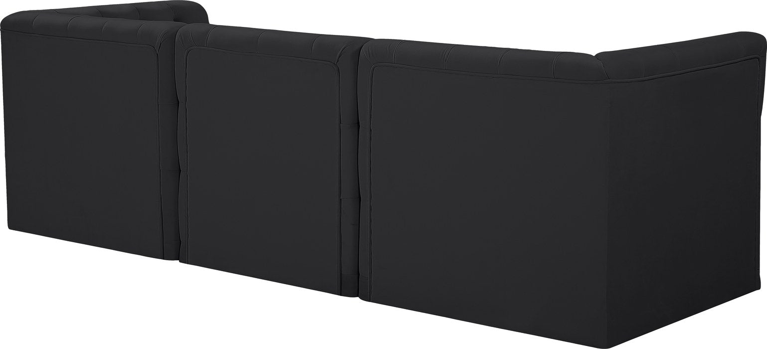 Meridian Furniture - Tuft 99" Black Velvet Upholstered 3pc. Sofa - 680Black-S99 - GreatFurnitureDeal