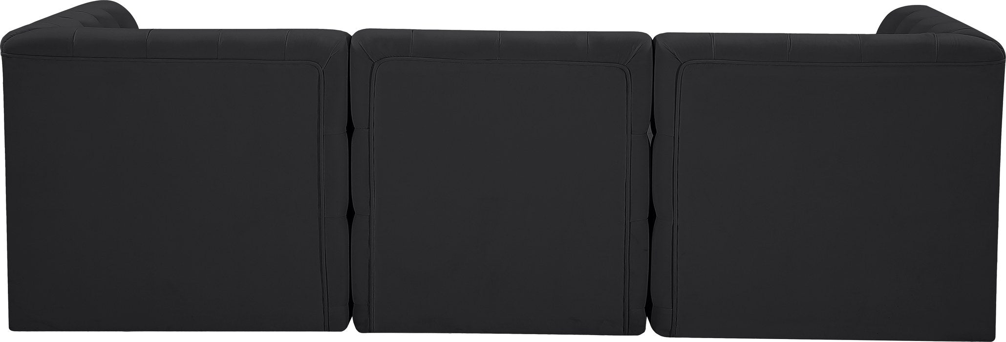 Meridian Furniture - Tuft 99" Black Velvet Upholstered 3pc. Sofa - 680Black-S99 - GreatFurnitureDeal