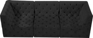 Meridian Furniture - Tuft 99" Black Velvet Upholstered 3pc. Sofa - 680Black-S99 - GreatFurnitureDeal