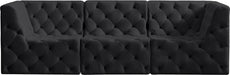 Meridian Furniture - Tuft 99" Black Velvet Upholstered 3pc. Sofa - 680Black-S99 - GreatFurnitureDeal