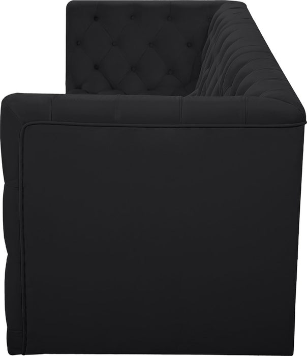 Meridian Furniture - Tuft 99" Black Velvet Upholstered 3pc. Sofa - 680Black-S99 - GreatFurnitureDeal