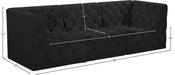 Meridian Furniture - Tuft 99" Black Velvet Upholstered 3pc. Sofa - 680Black-S99 - GreatFurnitureDeal