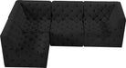 Meridian Furniture - Tuft 99" Black Velvet Upholstered 4pc. Sectional - 680Black-Sec4A - GreatFurnitureDeal
