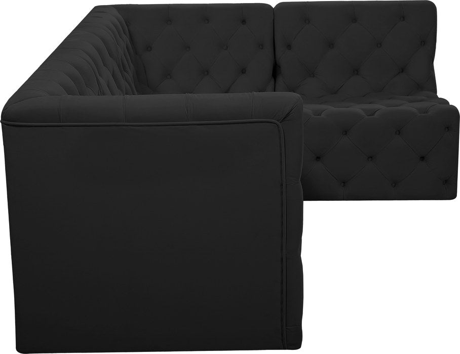 Meridian Furniture - Tuft 99" Black Velvet Upholstered 4pc. Sectional - 680Black-Sec4A - GreatFurnitureDeal