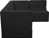 Meridian Furniture - Tuft 99" Black Velvet Upholstered 4pc. Sectional - 680Black-Sec4A - GreatFurnitureDeal