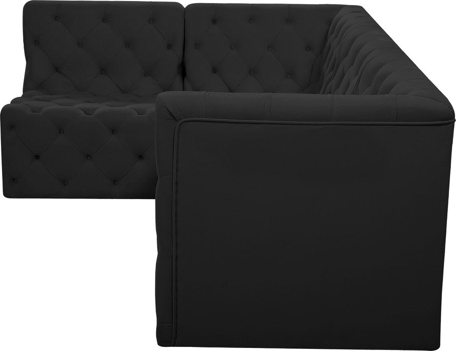 Meridian Furniture - Tuft 99" Black Velvet Upholstered 4pc. Sectional - 680Black-Sec4A - GreatFurnitureDeal