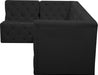 Meridian Furniture - Tuft 99" Black Velvet Upholstered 4pc. Sectional - 680Black-Sec4A - GreatFurnitureDeal