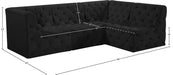 Meridian Furniture - Tuft 99" Black Velvet Upholstered 4pc. Sectional - 680Black-Sec4A - GreatFurnitureDeal