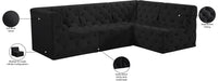 Meridian Furniture - Tuft 99" Black Velvet Upholstered 4pc. Sectional - 680Black-Sec4A - GreatFurnitureDeal