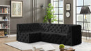 Meridian Furniture - Tuft 99" Black Velvet Upholstered 4pc. Sectional - 680Black-Sec4A - GreatFurnitureDeal