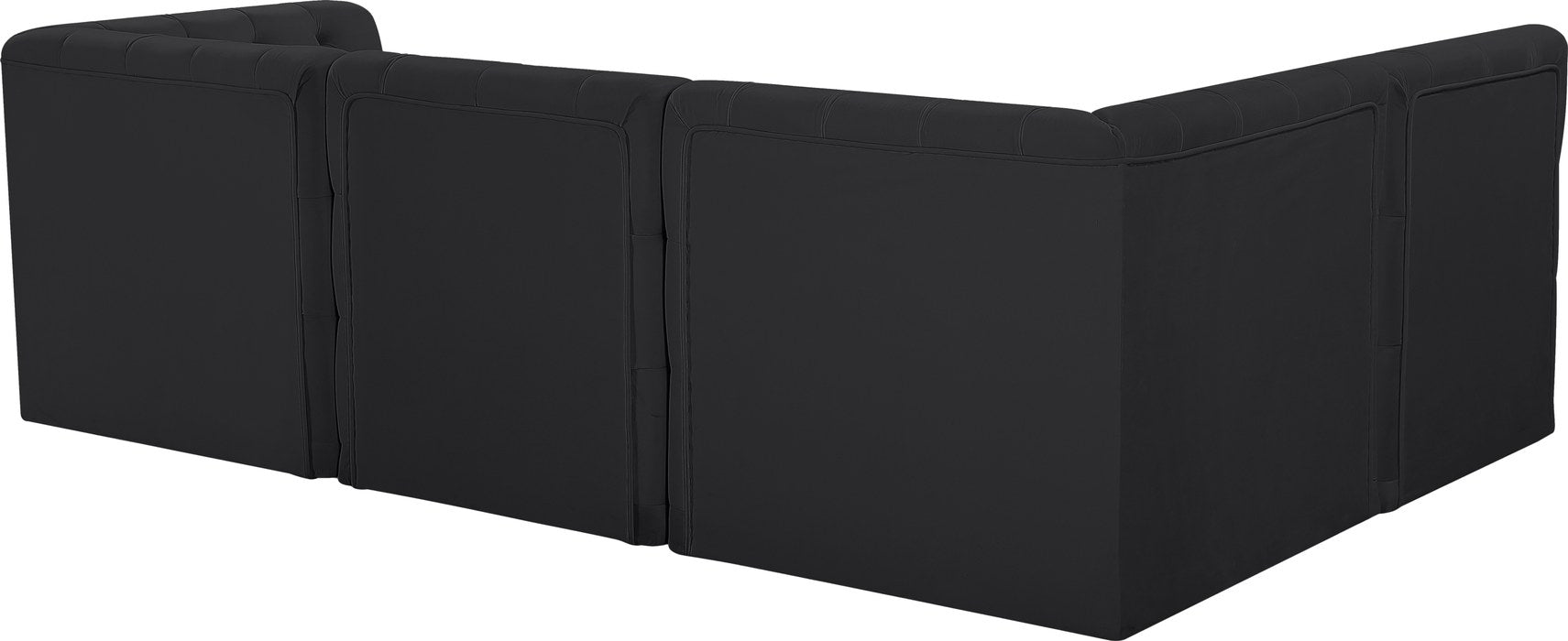 Meridian Furniture - Tuft 99" Black Velvet Upholstered 4pc. Sectional - 680Black-Sec4A - GreatFurnitureDeal