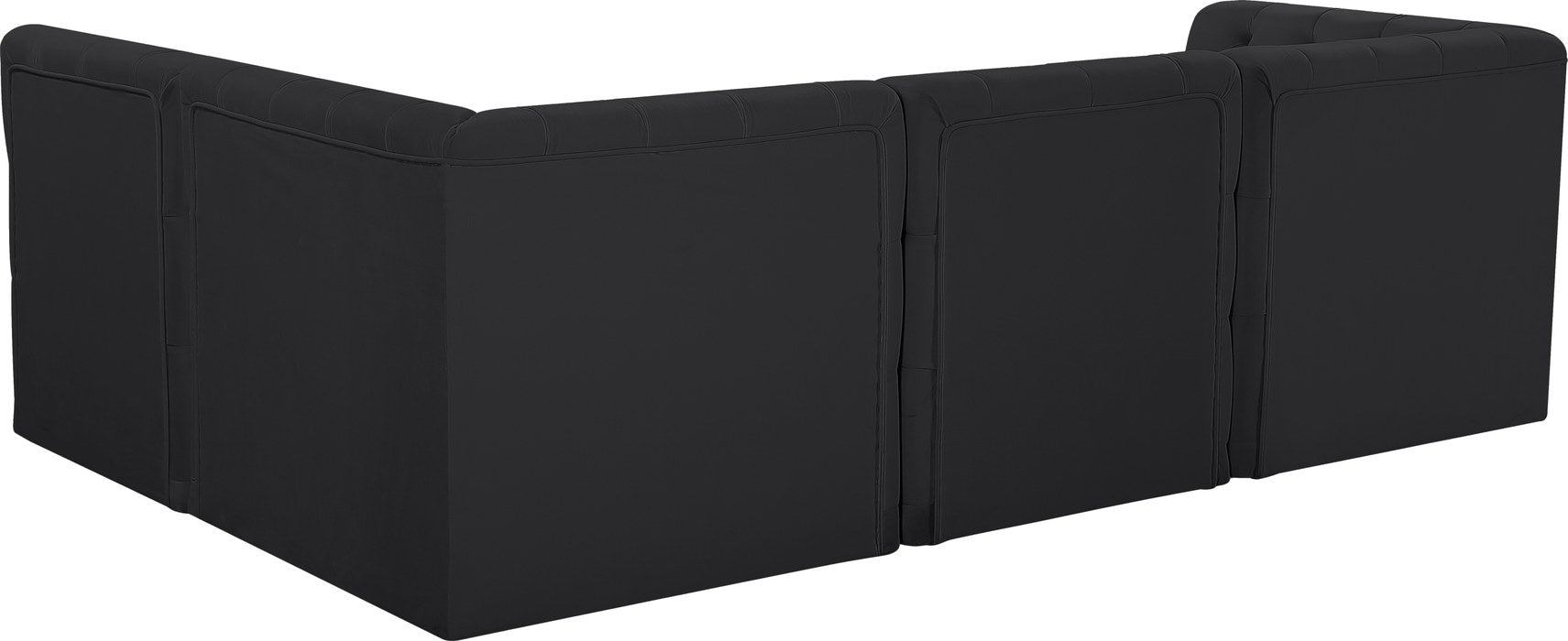 Meridian Furniture - Tuft 99" Black Velvet Upholstered 4pc. Sectional - 680Black-Sec4A - GreatFurnitureDeal