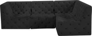 Meridian Furniture - Tuft 99" Black Velvet Upholstered 4pc. Sectional - 680Black-Sec4A - GreatFurnitureDeal