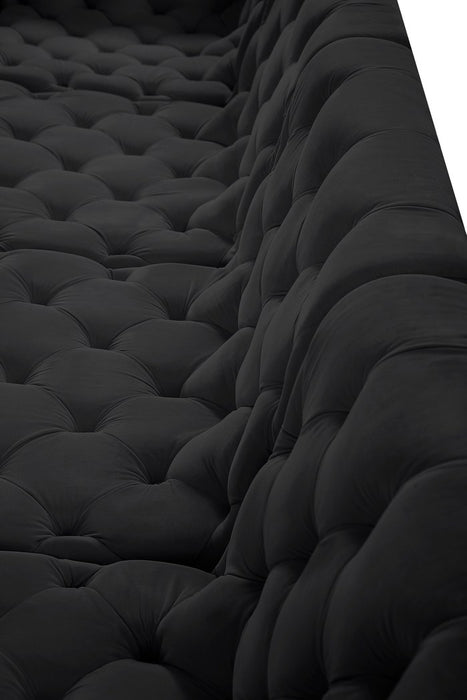 Meridian Furniture - Tuft 157" Black Velvet Upholstered 7pc. Sectional - 680Black-Sec7A - GreatFurnitureDeal