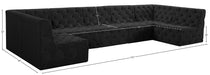 Meridian Furniture - Tuft 157" Black Velvet Upholstered 7pc. Sectional - 680Black-Sec7A - GreatFurnitureDeal