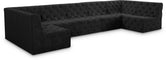 Meridian Furniture - Tuft 157" Black Velvet Upholstered 7pc. Sectional - 680Black-Sec7A - GreatFurnitureDeal